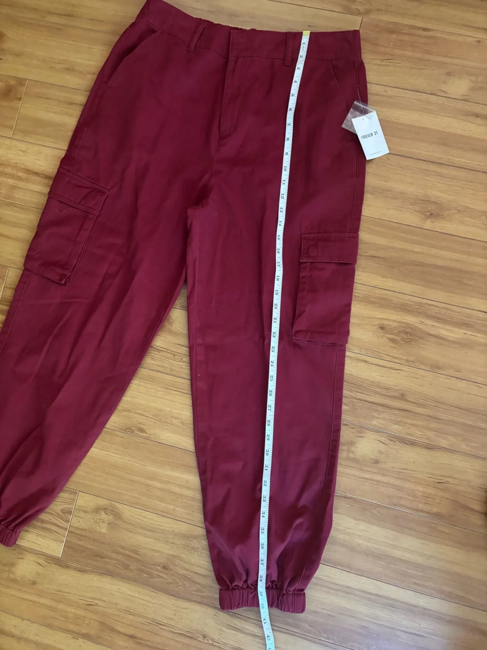 Maroon Red 100% Cotton Cargo Pants Forever 21 XL Utility New Minimalist Cozy